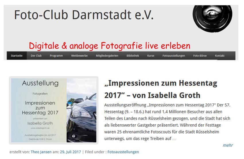 FC Ankündigung Ausstellung Opel Impressionen zum Hessentag 2017
